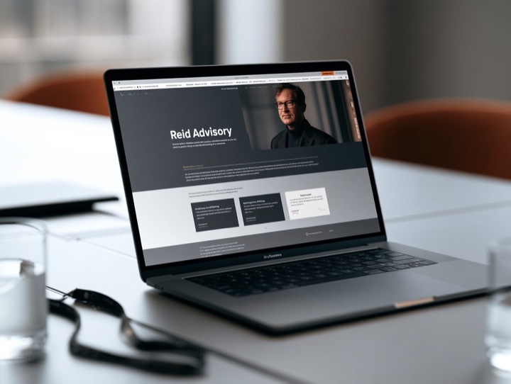 The Author adapted for an independent consultant and speaker: homepage with a portrait-led hero with the person's name and a one-line positioning statement
