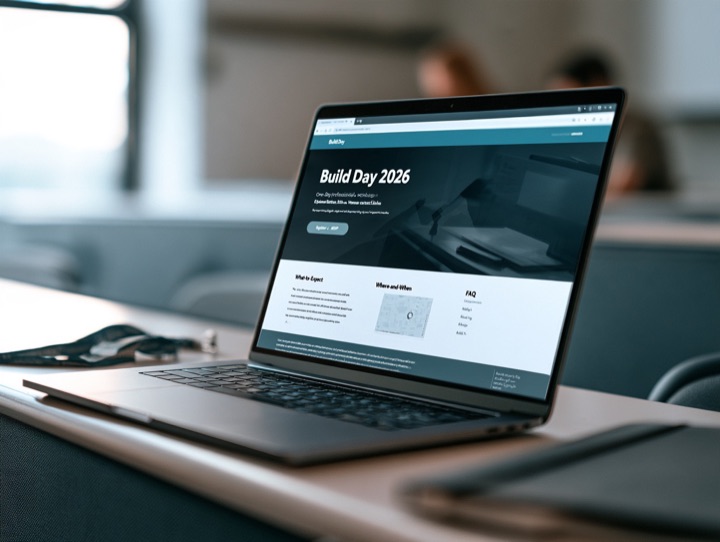 The Event adapted for a one-day professional workshop: homepage with a hero with the event name