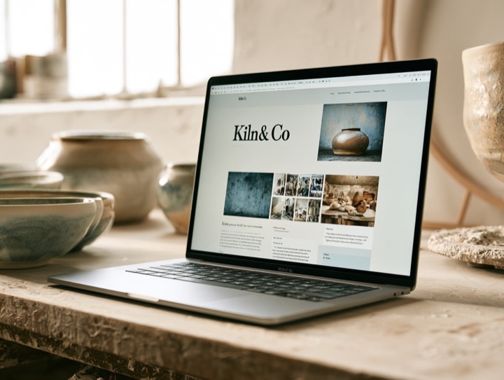 The Portfolio adapted for a ceramic artist: homepage with a minimal hero with one large image