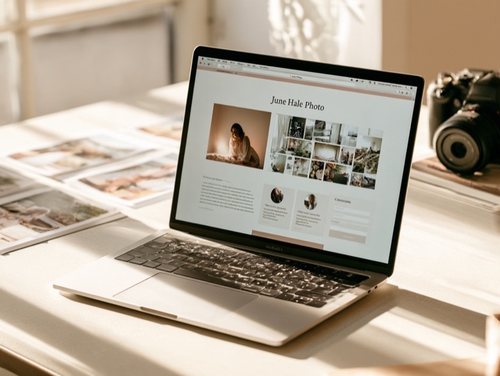 The Portfolio adapted for a wedding photographer: homepage with a minimal hero with one large image