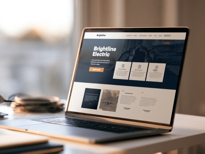 The Trade adapted for an electrician: homepage with bold headline